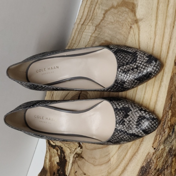 Cole Haan Grey Snake Skin Heels, Size 6B - Picture 1 of 14